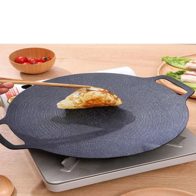 KoreaGrill Camp 360  Parrilla redonda 28–34 cm ideal para camping y cocción sin grasa.